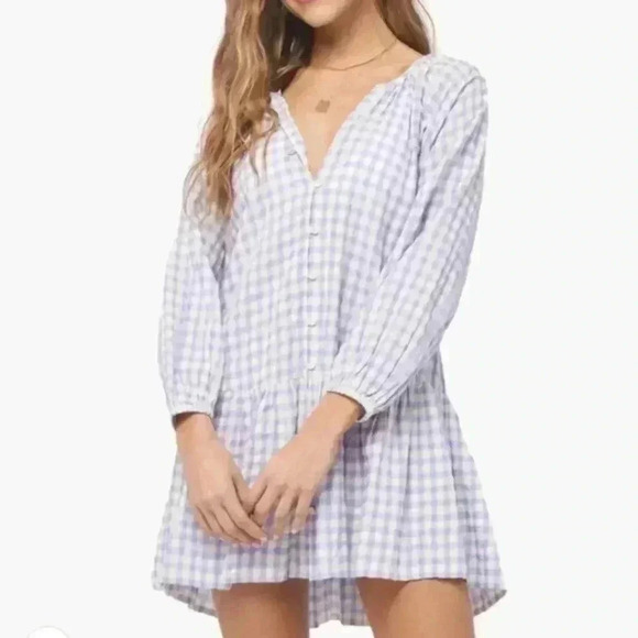 L*Space Revolve Vida Gingham Dress Size Small NWT Purple & White Checkered - Picture 1 of 15